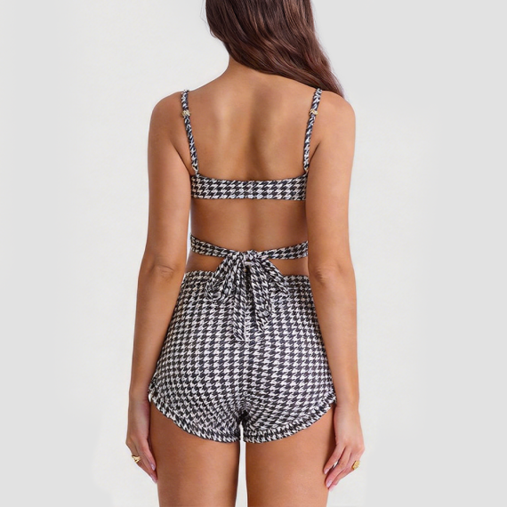Houndstooth Two-Piece Swimsuit