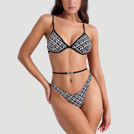 Moon Print Halter-Neck Two-Piece Swimsuit