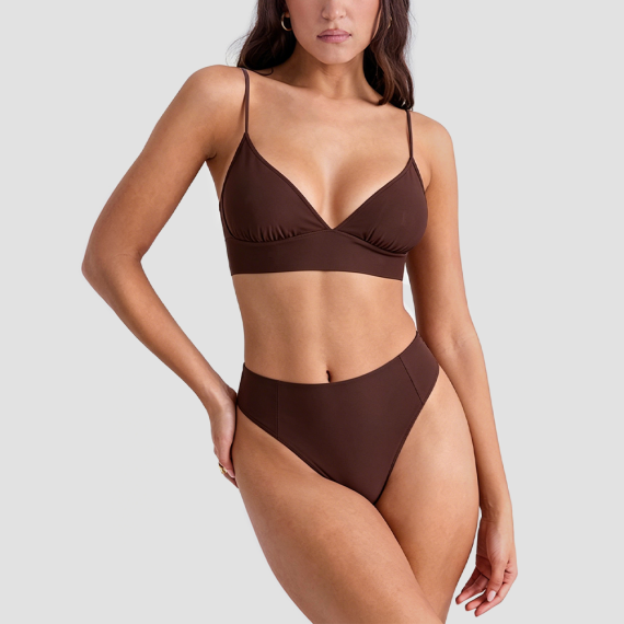 Yellow V-neck Two-Piece Swimsuit