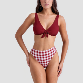 Brighter Complexion Red Two-Piece Swimsuit